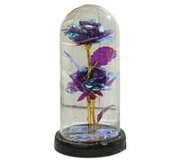 Rose éternelle dans un dôme de verre | Cadeau romantique lumineux, rose dorée préservée lumineuse 11 × 11 × 22 cm dans un dôme en acrylique. Idéal pour les mariages, les anniversaires, Noël ou la déco