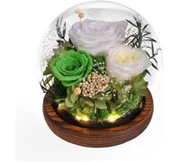 Rose éternelle dans Un Verre avec Lumière,Fleurs Infinies Fait à la Main,Cadeau pour Femme Maman Grand-mère épouse Sœur Petite