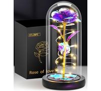 Rose éternelle dans un verre avec lumière LED - Cadeau de Noël romantique