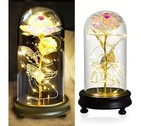 Rose éternelle en verre avec lumière LED, Cadeau Anniversaire Valentin Anniversaire Mariage Amie Femme