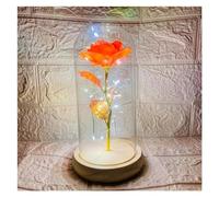Rose Eternelle,Fleur éTernelle Fleur en feuille d'or 24K dans un couvercle en verre, Rose éternelle, cadeau de saint-valentin for petite amie, fête de mariage, cadeau de demoiselle d'honneur(Orange)