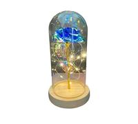 Rose Eternelle, Rose Eternelle Sous Cloche Fleur en feuille d'or 24K dans un couvercle verre, Rose éternelle, cadeau de saint-valentin for petite amie, fête mariage, demoiselle d'honneur(Blue 2)
