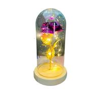 Rose Eternelle, Rose Eternelle Sous Cloche Fleur en feuille d'or 24K dans un couvercle verre, Rose éternelle, cadeau de saint-valentin for petite amie, fête mariage, demoiselle d'honneur(Purple 1)