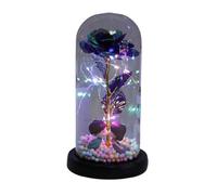 Rose Eternelle, Rose Eternelle Sous Cloche Rose éternelle romantique colorée en feuille d'or, fleur avec poupée légère dans un dôme de verre, nouveau décor for cadeau mariage, saint-valentin(Purple)