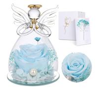Rose Eternelle sous Cloche Ange pour Femmes - Cadeau de Saint Valentin pour elle, Eternelle Rose,Fleurs Eternelles Anges Gardiens, Véritable Rose Préservée, Cadeau d'anniversaire pour Maman Grand-mère