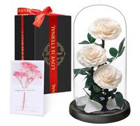 Rose Éternelle sous Cloche, Naturelle Fleur Eternelle Cadeau, Idée Boite Rose Eternel, Cadeau pour la Saint-Valentin, Fête des Mères, Noël, Anniversaire, Femme, Copine, Amie, Maman, Grand Mere
