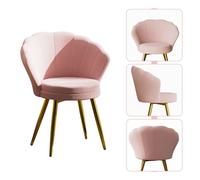 Rose Fauteuil en Velours ave Dossier à Coquillage Rembourré, Chaise Relax de Salon et Chambre, Fauteuil de Cuisine Salle à Manger