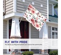 Rose Flag 3x5 FT Spring Pink Roses Flowers Green Leaves for Valentine's Day Wedding Outdoor Flags Large Welcome Yard Banners Home Garden Yard Lawn Decor