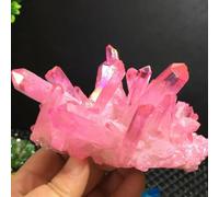 Rose Flame Aqua Aura Quartz Crystal Rainbow Titanium Bismuth Silicon Cluster Ornaments (Size : 210-300g) Gemstone Stone