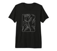 Rose Fleur Abstraite Dessin Minimaliste One Line Art T-Shirt Haut de Gamme