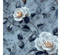 Rose Fleurs Papier Peint Adhesif 3D Pierre Style Relief Motif Mural Film Décoratif Meuble Intissé Wallpaper Autocollant Imperméable Mat Stickers Collant pour Armoires Murs Salon Chambre 0.45X3 M