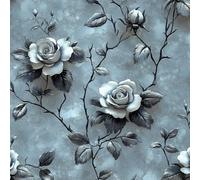 Rose Fleurs Papier Peint Autocollant 0.45X20 M Meuble Film Décoratif 3D Pierre Style Relief Imperméable Mat Stickers Collant Rouleau Facile à Nettoyer et Amovible pour Surface Porte Armoire Cuisine