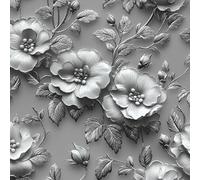 Rose Fleurs Papier Peint Autocollant 0.52X3 M Meuble Film Décoratif 3D Pierre Style Relief Imperméable Mat Stickers Collant Rouleau Facile à Nettoyer et Amovible pour Surface Porte Armoire Cuisine