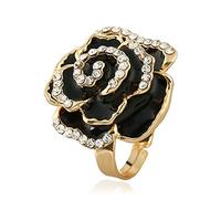 Rose Flower Promise Ring for Women Girls Statement Diamond Crystal 3D Fleurs en émail ajusté RAPPORT OUVERT RING FACT FIT VINTAGE ELÉGANT MARIAGE DE Valentin Bijoux de vacances