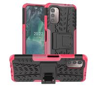 (Rose)For Nokia G11/g21 Shockproof Anti-fall Tire Pattern Design Cover Pc + Tpu Hybrid Rugged Armor Phone Case With Built-in Kickstand - Orange xinda