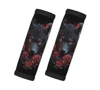 Rose Full Moon Black Wolf - Enveloppes de poignée de bagage pour bougie, housses de poignée de bagage souples, identifiants d'étiquettes de bagage pour valises, accessoires de voyage