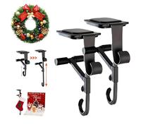 Rose Garland Holder,2025 New Heavy Duty Christmas Decoration Stand,2in1 mantel hangers for garland,Adjustable Metal Mantle Hooks,No Drill, Holds Up to 20 lbs, for Christmas Decoration (2PCS)