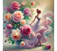 Rose Girl Puzzle 200 Pièces Adultes, 28x28cm DIY Puzzle Impossible Jeu de Création et Logique, Puzzles Classiques pour Adultes et Enfants de 12 Ans et Plus