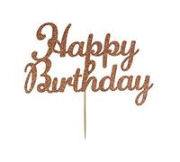 Rose Gold Happy Birthday Cake Topper