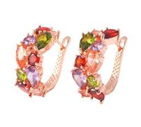 Rose Gold Hoop Earrings, Elegant Copper Tone Non Slip Secure Fit Hoop Jewelry with Ergonomic Lightweight Comfort System, Stylish Daily Wear Fashion Design, Polished Finish Accessories for Women