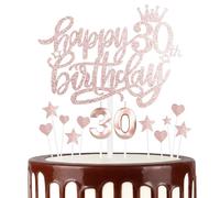 Rose Gold Joyeux 30ème anniversaire bougies gâteau Toppers Set,3D Numéro 30 bougie pour gâteau,30ème anniversaire décorations pour hommes femmes,Or Rose bougie gâteau toppers pour fournitures de fête