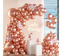 Rose Gold Metal Balloon Arch Kit, 105 Pieces 5 10 12 18 Inch Balloon Garland Kit, Garland Latex Balloons Birthday Wedding Baby Shower Girls Women Boys Men Party Decorations