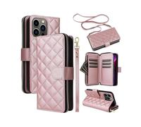 (Rose Gold, Multicolor) For iPhone 13 Pro Case Wallet PU Leather Rhombus Stand Anti-Fall Phone Cover - Wine Red