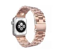 (Rose Gold, Multicolor) Luxury Three Beads Stainless Steel Watch Band Strap with Folding Clasp for Apple Watch Series 10 46m