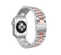 (Rose Gold Silver, Multicolor) Luxury Three Beads Stainless Steel Watch Band Strap with Folding Clasp for Apple Watch Series 10 46m