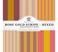 Rose Gold Stripe Scrapbook Paper - Mixed: 30 Double-Sided Sheets for Scrapbooking, Junk Journals, Card Making, Decoupage, Origami, Paper Crafts, DIY Projects and Mixed Media