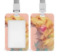 Rose golden retriever Porte Badge avec Fente Étui Vertical Porte-Cartes d'identité Pour École Bureau 6.8x11cm