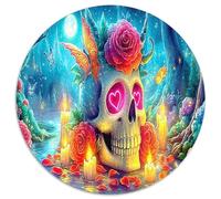 Rose Gothique Puzzle Décoration Intérieure 1000 Piece Crâne Jigsaw Puzzle Jeu Difficile pour Les Divertissement Créatif pour Adultes 1000pcs (67.5x67.5cm)