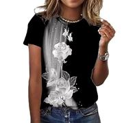 Rose Graphique t-Shirt à Manches Courtes Femmes col Rond 3D imprimé Fleur Motif t-Shirt été extérieur décontracté Mode Tops