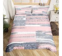 Rose Gris Géométrique Artistic Smear Parure de Lit 220x240cm Géométrique Graffiti Sets de Housse de Couette Abstract Painting Housse de Couette Modern Art Parure Housse de Couette 3 pièces