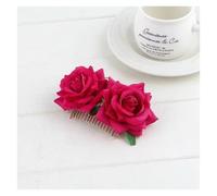 Rose Hair Clip Lot de 3 peignes à cheveux romantiques fantaisie en soie artificielle avec fleur rose violette et rouge(MH)