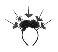 Rose HaloCrown Serre-tête gothique ras-du-cou avec motif de chauve-souris pour Halloween