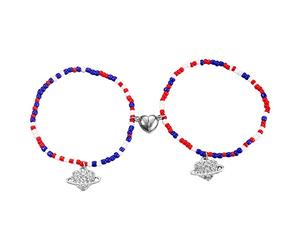 Rose Hommes Naturelle Plusieurs 8 Bracelet pour Couples copines planète aimants perles de riz rétractables une paire de Bracelets Rose Bracelet Bracelet Messages Bracelet Anneaux (Blue, One Size)