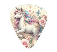 Rose-Horse-Twinkling-Stars Lot de 12 médiators avec 3 épaisseurs et boîte de rangement, médiators en ABS pour guitare basse électrique