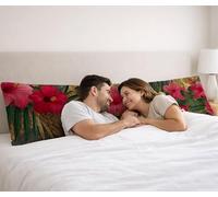 Rose Housse Coussin 90 x 30, Longue Taie Oreiller 30x90CM, Housse Coussin de Grossesse Fleur Thème, Texture Douce, Confortable Respirante pour Canapé Lit Decoration Maison Cadeau Femme FGYB-3969