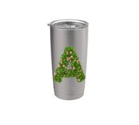 Rose Initiale Alphabet Floral Lettre A Botanical Greenery Art Gobelet isotherme en acier inoxydable double paroi