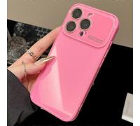 (Rose, iPhone 13) Luxury Crystal Glass Case for iPhone 16 to 11 Pro Max, Glossy Candy Bumper Cover in Plain Colours for Elegant Protection