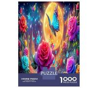 Rose Jigsaw Puzzle Jeu De Famille 1000 Pièces Fleurs Brillantes Puzzle Décoration Intérieure Idées Cadeaux pour Adultes 52x38cm/1000pcs