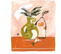Rose Jocham - imprimé "Olive & Rust Floral Vase", papier PM6722 (40 cm x 30 cm) (Olive/rouille)