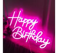 Rose Joyeux anniversaire Lumière de néon Fête d'anniversaire Lumière de surprise Commutateur doux lumineux peut contrôler la puissance de la Prise USB réglable pour un transport pratique