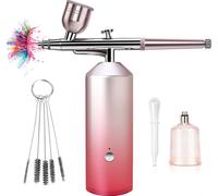 (Rose) Kit aérographe sans fil multi-usages avec compresseur rechargeable