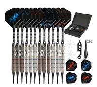 Rose Kuli Flechette Pointe Plastique Fléchettes 12 pcs 18g Flechettes Electronique avec 20 Ailettes et 50 Pointes, Set de Flechettes Convient pour Cible Electronique