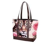 Rose Leopard-771 Grand sac à main en cuir délavé doux pour femme, Multicolore 03, 33.8x12x31cm/13.3x4.7x12.2 in