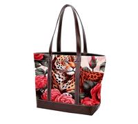 Rose Leopard-771 Grand sac à main en cuir délavé doux pour femme, Multicolore 04, 33.8x12x31cm/13.3x4.7x12.2 in