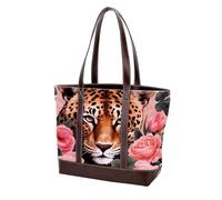 Rose Leopard-771 Grand sac à main en cuir délavé doux pour femme, Multicolore 05, 33.8x12x31cm/13.3x4.7x12.2 in