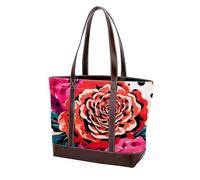Rose Leopard-771 Grand sac à main en cuir délavé doux pour femme, Multicolore 06, 33.8x12x31cm/13.3x4.7x12.2 in